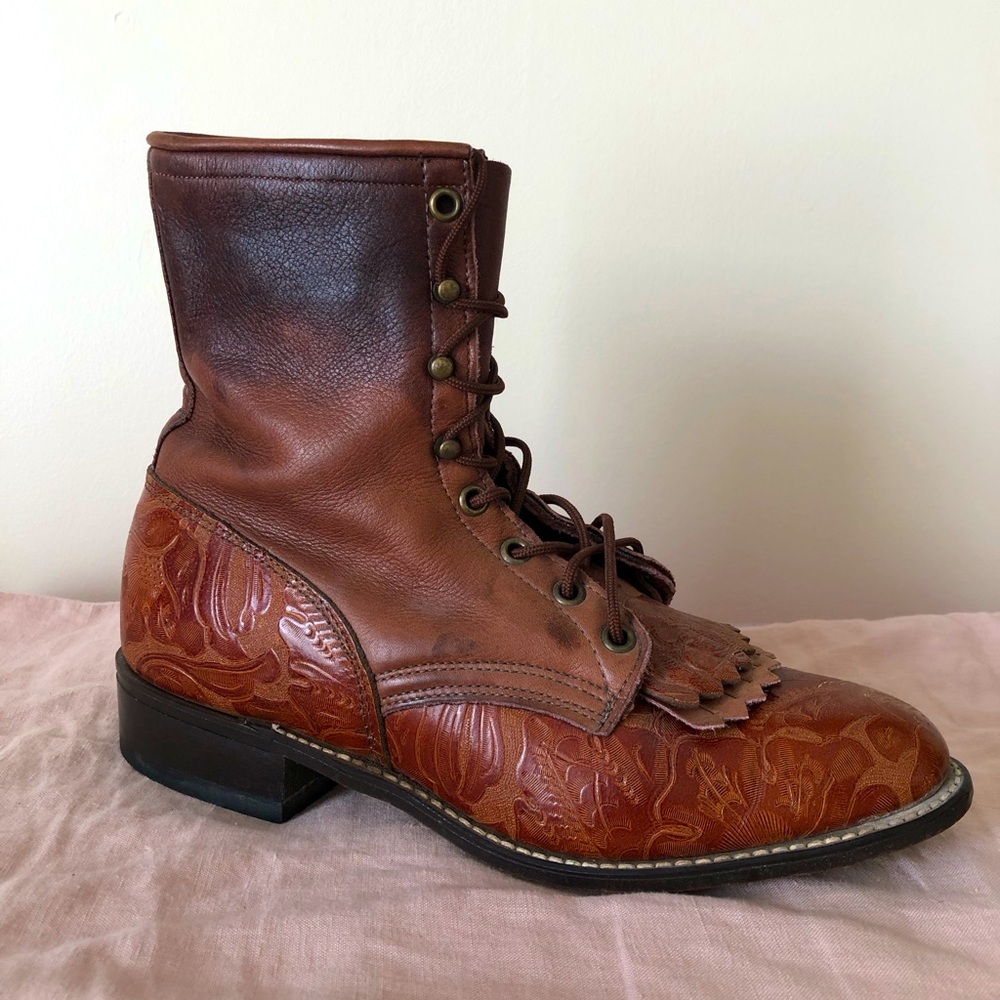 LAREDO Brown Leather Roper Boots